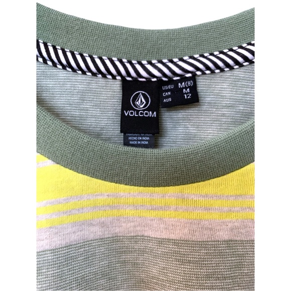 Volcom Hypen On Stripes Women’s Short Sleeve Top - Lime Medium M - Picture 6 of 9